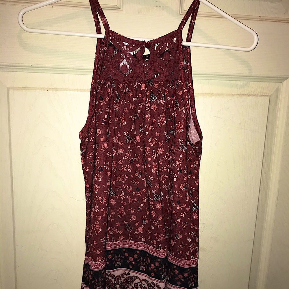 Ladies Medium Maroon Paisley Print Tank Top